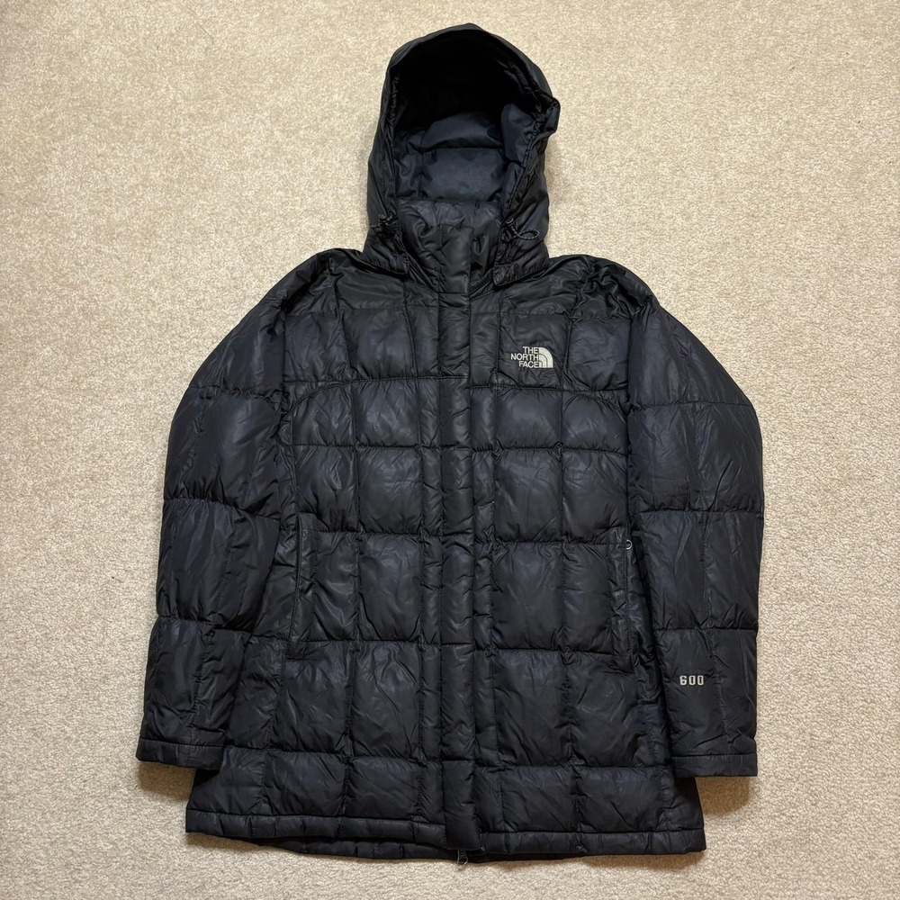 The North Face 600 Down Coat Womens Small Black‎ Quilted Hooded Puffer Winter